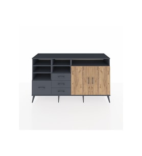 Kronos Konsol 7 Raflı 4 Çekmeceli 2 Kapaklı 176x59x99 Antrasit-Çam/Antrasit