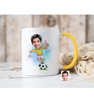 Bk Gift Kişiye Özel Futbolcu Karikatürlü Sarı Kupa Bardak-10, Sevgiliye Hediye, Arkadaşa Hediye