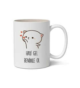 Haydi Gel Benimle Ol Kupa Bardak Baskılı Kahve Kupa Bardak