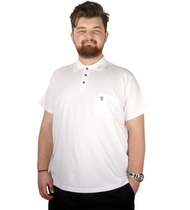 Mode XL Büyük Beden T-shirt Polo Cep Sup Basic 21557 Beyaz