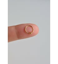 Gold Renkli Mini Topçuklu 8 mm Çelik Halka Hızma Burun Piercingi (Beyaz - Gümüş)