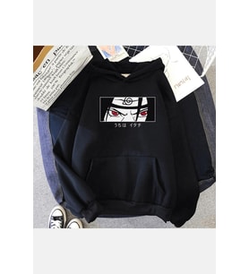 Uchiha İtachi Sharingan Eyes Kapşonlu Sweatshirt (Siyah)