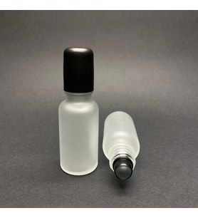 20 Ml Buzlu Cam Roll on Şişesi , Siyah Kapaklı Cam Esans Şişesi 20 cc  x 3 Adet (Beyaz)