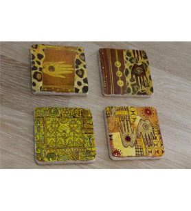 Afrika Etnik Desenler Doğal Taş Bardak Altlığı 4'lü set - Natural Stone Coasters