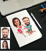 Kişiye Özel Sevgili Tasarımlı Karikatürlü Beyaz Defter Kalem Seti 23