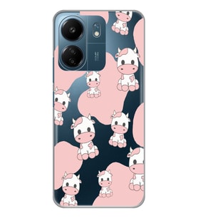 Xiaomi Redmi 13C Uyumlu İnek Desenli Şeffaf Telefon Kılıfı