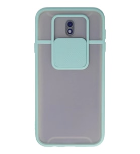 Newface Samsung Galaxy J7 Pro / J730 Kılıf Palm Buzlu Kamera Sürgülü Silikon - Turkuaz