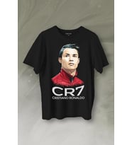 Cr7 Cristiano Ronaldo Manchester United Baskılı Tişört Unisex T-Shirt (Siyah)