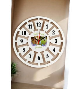 Anneye Hediye Fotoğraflı Duvar Saati 40cm (Beyaz)