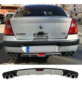 Ranault Clio 2 Sedan Difüzör Arka Tampon Eki 4 Egzoz Çıkışlı Gri