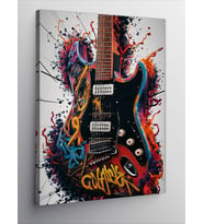 Kanvas Tablo Grafiti Desenli Gitar