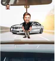 Kişiye Özel Karikatürlü Bmw Araba Temalı Ahşap Dikiz Ayna Süsü
