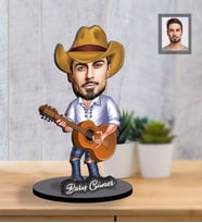 Kişiye Özel Gitarist Karikatürlü İki Katmanlı Ahşap Biblo Bay-1-Eco