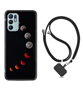 Oppo Reno 6 Kılıf Resimli Boyun Askılı İpli Desenli Silikon Series Mooons 1861