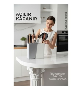 Akıllı Sürgülü Bıçaklık ve Kaşıklık Organizeri - Ayarlanabilir Tezgah Üstü Mutfak Düzenleyici 722571
