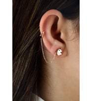 925 Ayar Gümüş Fil Figürlü Zincirli Rose Kıkırdak Küpe - K033501