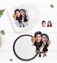 BK Gift Kişiye Özel Sevgililer Karikatürlü Beyaz Kupa ve Ahşap Bardak Altlığı Hediye Seti-18