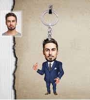 Kişiye Özel Patron Karikatürlü  Ahşap Anahtarlık Bay-19-Eco