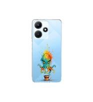 Infinix Hot 30i ile uyumlu Splash ahtapot tasarımlı şeffaf silikon kılıf