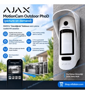 Ajax MotionCam Outdoor (PhOD) Jeweller Kablosuz Dış Mekan Kameralı Hareket Dedektörü BEYAZ