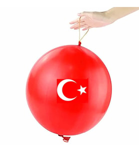 YÜKSEK KALİTE 50 ADET BAYRAKLI LASTİKLİ BALON 45 CM BALON BAYRAKLI BALON İTALYAN MALI PUNCH BALLOON