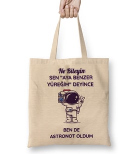 Aya Benzer Yüreğim Bez Çanta Uzun Saplı
