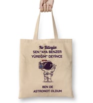 Aya Benzer Yüreğim Bez Çanta Uzun Saplı