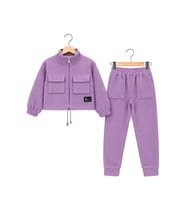 Kız Çocuk Welsoft Kumaş Crop Hırkalı Alt-Üst Takım 4-14 Yaş 12792HC MODANINO