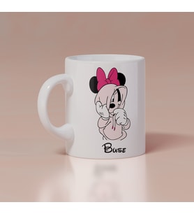 Utangaç Minnie Mouse Baskılı Kupa Kişiye Özel