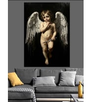 Kanatlı Küçük Aşk Meleği Cupid Dekoratif Kanvas - Mdf Ahşap Tablo