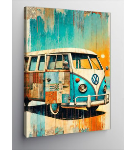 Kanvas Tablo Retro Minibüs Karavan