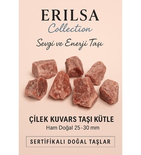 Sertifikalı Çilek Kuvars Taşı Kütle Ham Doğal 25–30 mm – Sevgi ve Pozitif Enerji Taşı (Çok Renkli)