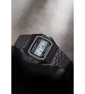 Siyah Unisex Retro Model Dijital Kol Saati Alarm Aydınlatma Kronometre ve Takvimli