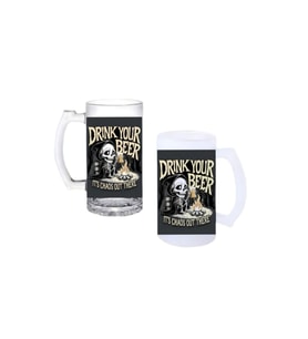 Ghostbastır Design Kaos Her Yerde Kulplu Bira Bardağı Buzlu veya Şeffaf Seçenekli 0127