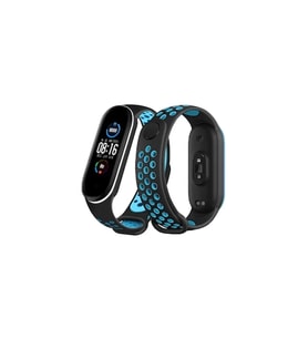 Mi Band 4 Spor Delikli Kordon - Siyah-Turkuaz
