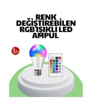 Mey İthalat® 2025 RGB LED Ampul Uzaktan Kumandalı Renkli Işık A Kalite