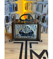 Dekoratif Nostaljik Radyo Bluetooth FM AM SW USB TF Kart Destekli Büyük Hoparlör (Ekru - Kahverengi)