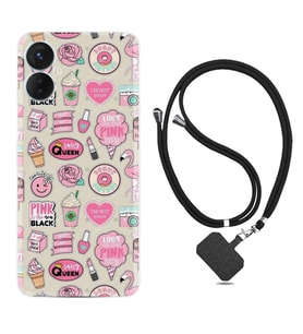 Tecno Spark 9T Kılıf Resimli Boyun Askılı İpli Desenli Silikon Donut Flamingo 1415