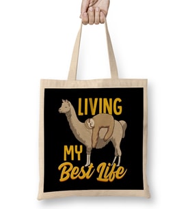 Sloth & Llama Living My Best Life Sleepy Lazy Nap Bez Çanta Uzun Saplı