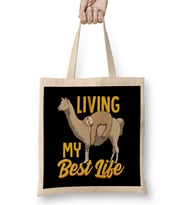 Sloth & Llama Living My Best Life Sleepy Lazy Nap Bez Çanta Uzun Saplı