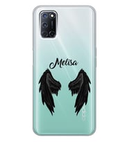 Oppo Siyah Melek Kanadı Tasarımlı Şeffaf Telefon Kılıfı