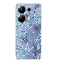 PrintiFy Xiaomi Redmi Note 13 Uyumlu Kamera Korumalı Floral Su Yeşili Tasarımlı Şeffaf Kılıf