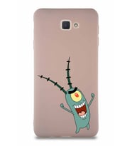 Samsung Galaxy J7 Prime 2 Soft Premier Kapak Plankton Tasarımlı Silikon Kılıf - Pudra (Şeffaf)