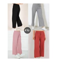 4'lü Likralı Bol Paça Rahat Kadın Pijama Altı Tek Alt Pijama Altı 2027-1 (Karışık)
