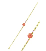 Lotus Model Pembe Kuvars Taşlı Altın Kaplama Gümüş Bileklik