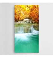 Şelale Sarı Ağaçlar Panoramik Kanvas Tablo