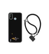Tecno Spark 6 Go Kılıf Silikon Desen Boyun Askılı Ay Ve Kedi 1683