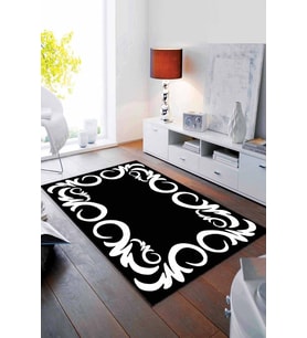 Siyah Çerçeveli Kaymaz Taban Makinede Yıkanabilir Halı MK16 - 100 x 160 cm