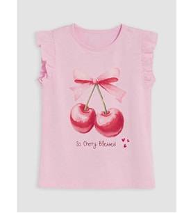 LCW Kids Pembe Bisiklet Yaka Baskılı Kız Çocuk Atlet