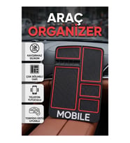 Çok Bölmeli Araç İçi Organizer Mat Kaydırmaz Silikon Telefon Tutuculu Düzenleyici